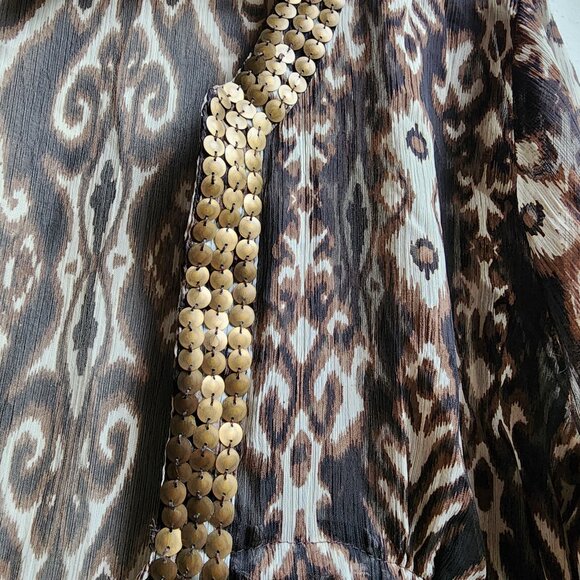 Bali Club Brown/Cream Native Tropical Print Tunic Size Medium - Picture 7 of 14